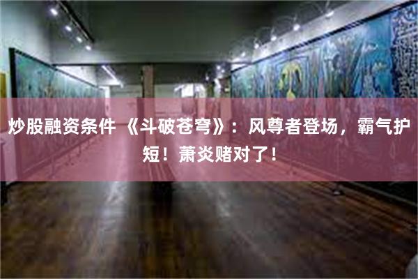 炒股融资条件 《斗破苍穹》：风尊者登场，霸气护短！萧炎赌对了！