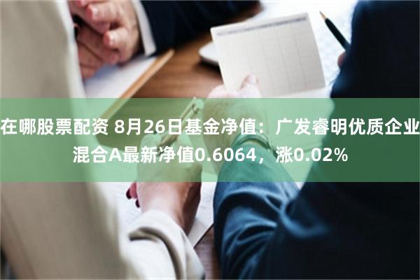 在哪股票配资 8月26日基金净值：广发睿明优质企业混合A最新净值0.6064，涨0.02%